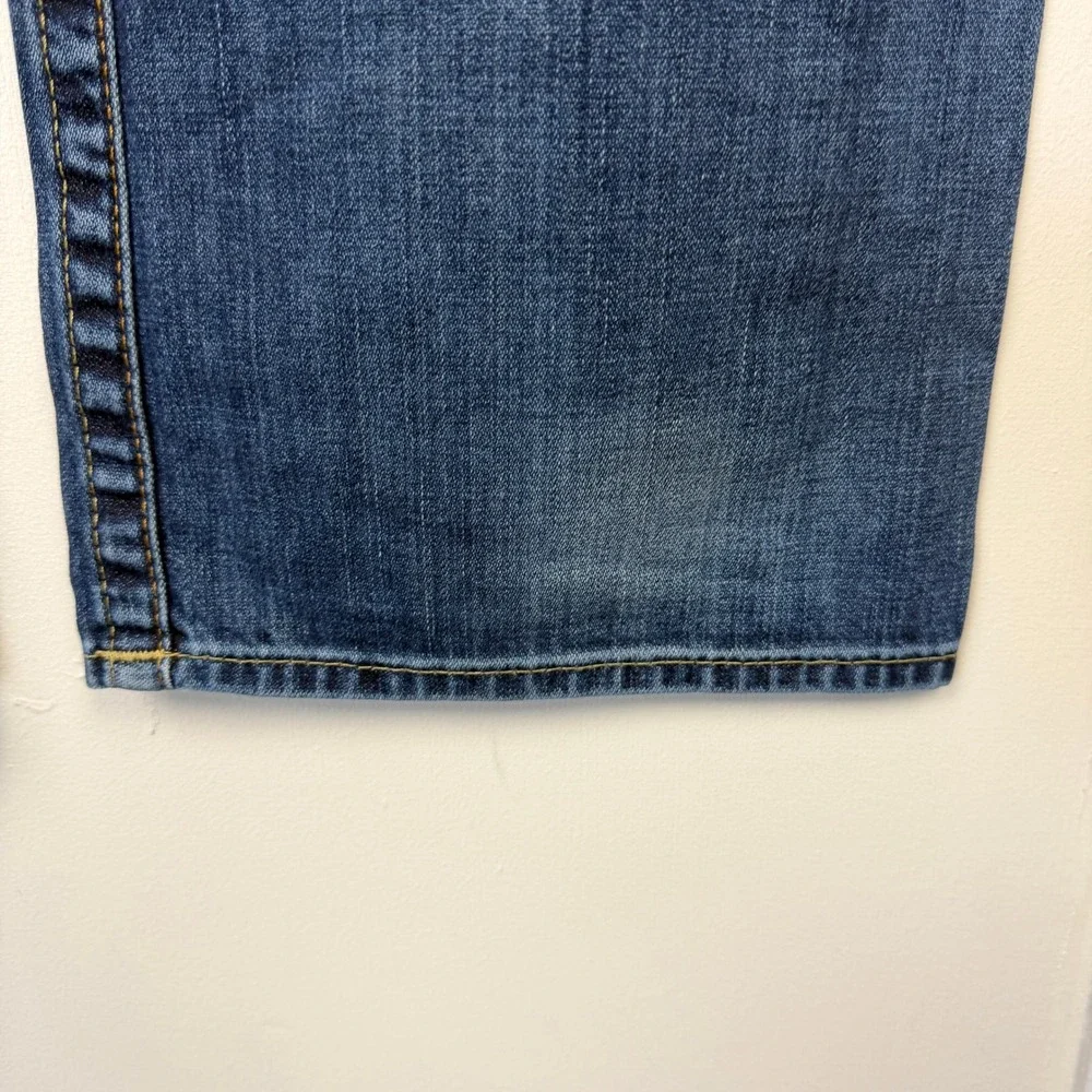 True Religion Straight Flap Jeans Mens 36x32 100% Cotton Distressed Ripped